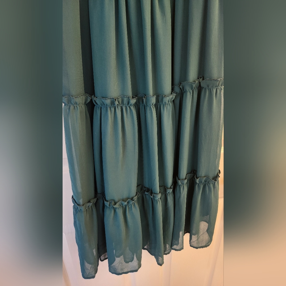Smocked Square Neck Tiered Midi Dress - Picture 7 of 12